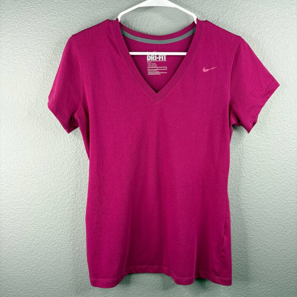 Nike Magenta V-Neck Running Shirt